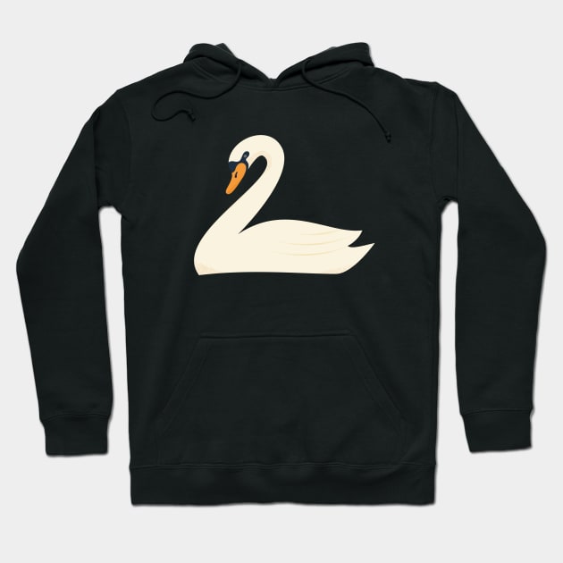 Minimal White Swan Bird Hoodie by kpatart